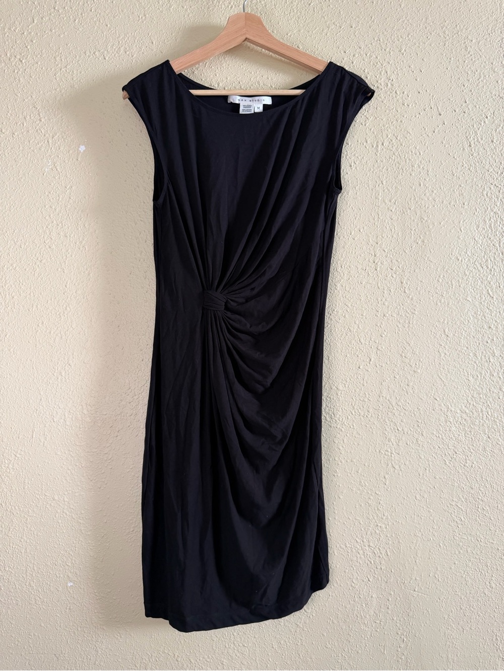Max Studio Black Knot-Detail Midi Dress